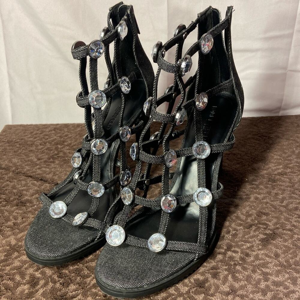 Karl Lagerfeld Paris Beatriz Rhinestone Heeled Sandals